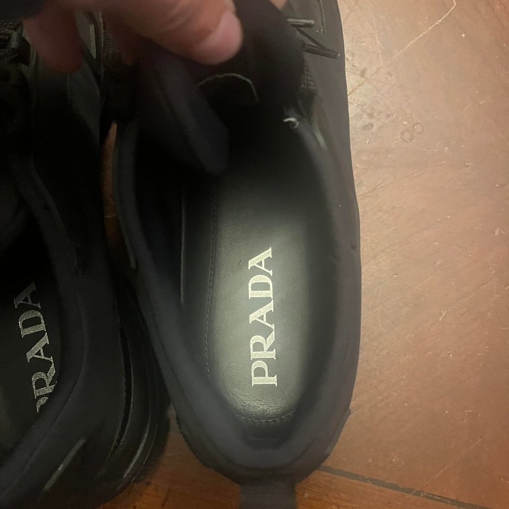 Prada Men's Black Heavy-Duty Rubber Sole Fabric Crosssection Sneakers 3458 - Picture 6 of 8